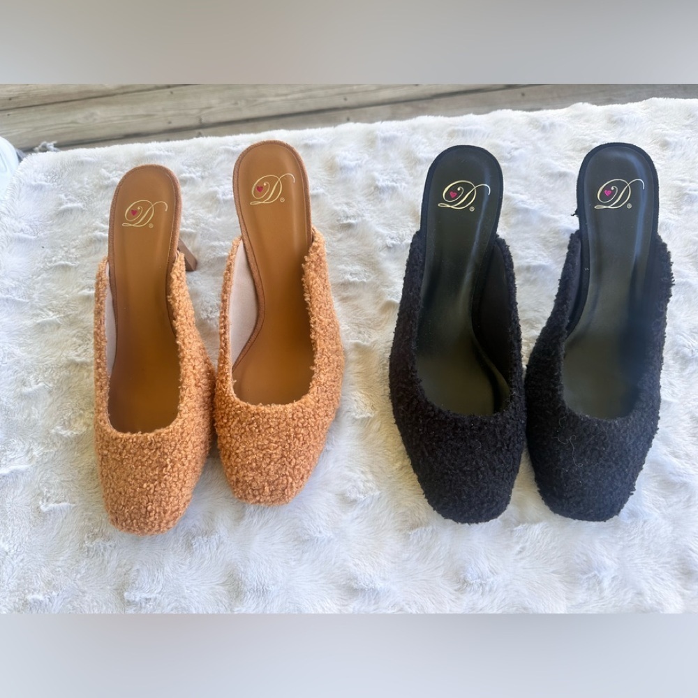 Heart in D Elegant Textured Slingback Mules - size 8.5